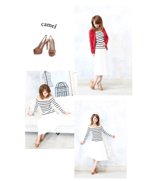 MOERY(モエリー)の「フェイクレザーオープントゥパンプス(パンプス・レディース・ベージュ/キャメル/ブラック・S(約22.5cm相当)/M(約23.5cm相当)/L(約24.5cm相当))」の5枚目の写真