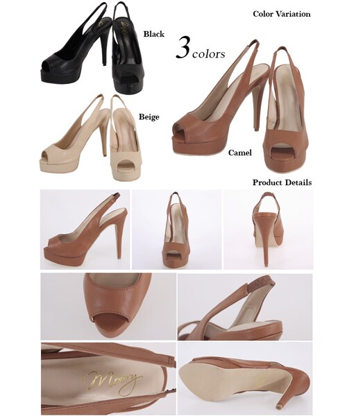 MOERY(モエリー)の「フェイクレザーオープントゥパンプス(パンプス・レディース・ベージュ/キャメル/ブラック・S(約22.5cm相当)/M(約23.5cm相当)/L(約24.5cm相当))」の6枚目の写真