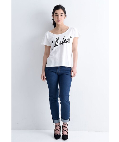 BLAIR by MOERY（ブレア）の「バックチェーンロゴTシャツ（Tシャツ/カットソー・レディース・ホワイト/グレー/ブラック・FREE）」の6枚目の写真