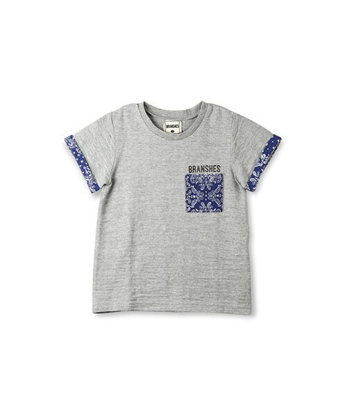 BRANSHES（ブランシェス）の「バンダナポケット半袖Tシャツ（Tシャツ/カットソー・キッズ・オフホワイト/杢グレー・80～150）」の2枚目の写真