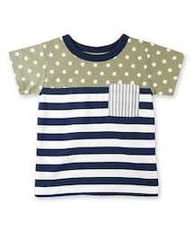 BRANSHES | 星×ボーダー切替え半袖Tシャツ(Tシャツ/カットソー)