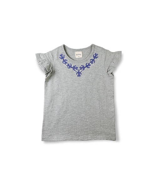 BRANSHES（ブランシェス）の「刺繍使い半袖Tシャツ（Tシャツ/カットソー・キッズ・アイボリー/杢グレー・80～150）」の2枚目の写真