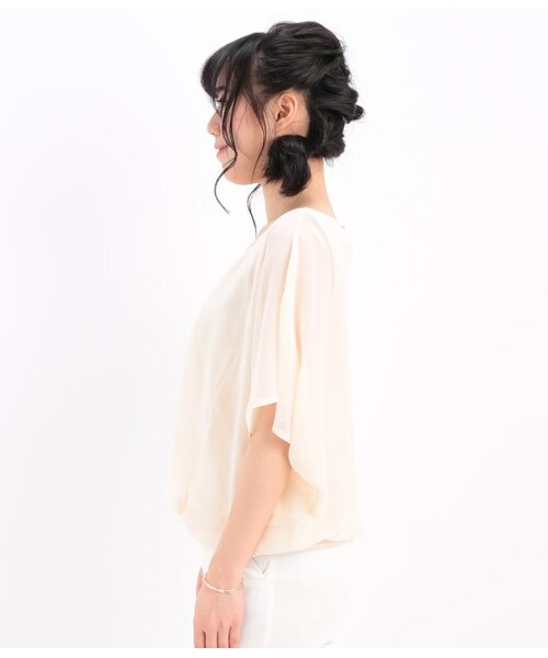 ROPE' PICNIC(ロペピクニック)の「シフォンコンビバタフライブラウス(トップス・キナリ/ベージュ/ネイビー/ピンク・38)」の6枚目の写真