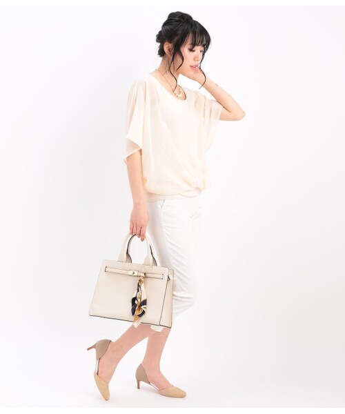 ROPE' PICNIC(ロペピクニック)の「シフォンコンビバタフライブラウス(トップス・キナリ/ベージュ/ネイビー/ピンク・38)」の13枚目の写真