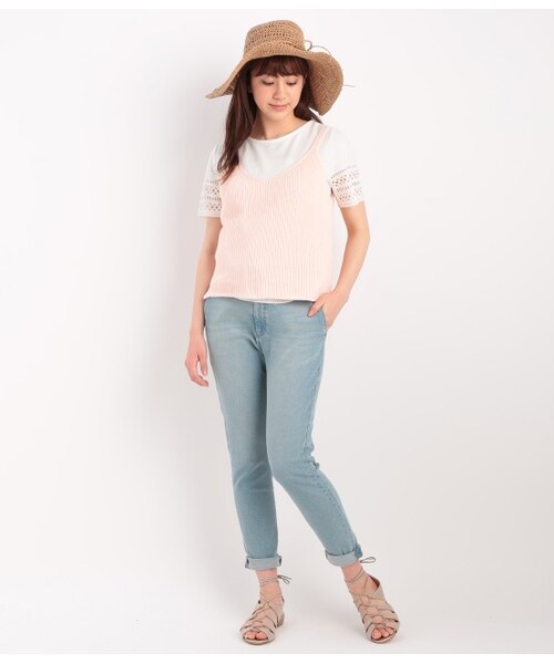 ROPE' PICNIC（ロペピクニック）の「畦編ハートネックビスチェ（トップス・ブラック/グレー/ホワイト/ピンク・38）」の11枚目の写真