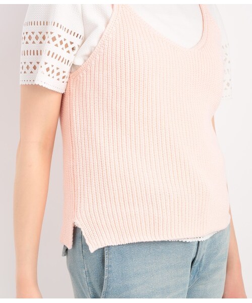 ROPE' PICNIC（ロペピクニック）の「畦編ハートネックビスチェ（トップス・ブラック/グレー/ホワイト/ピンク・38）」の10枚目の写真