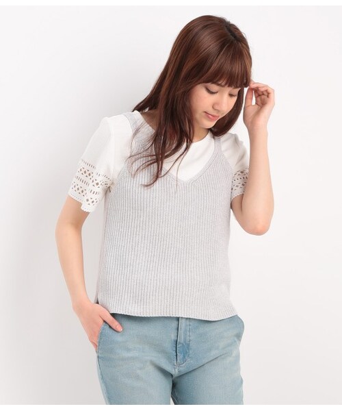 ROPE' PICNIC（ロペピクニック）の「畦編ハートネックビスチェ（トップス・ブラック/グレー/ホワイト/ピンク・38）」の3枚目の写真