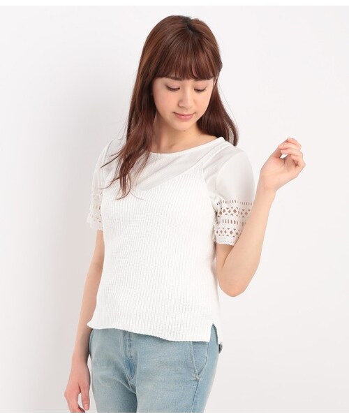 ROPE' PICNIC（ロペピクニック）の「畦編ハートネックビスチェ（トップス・ブラック/グレー/ホワイト/ピンク・38）」の4枚目の写真