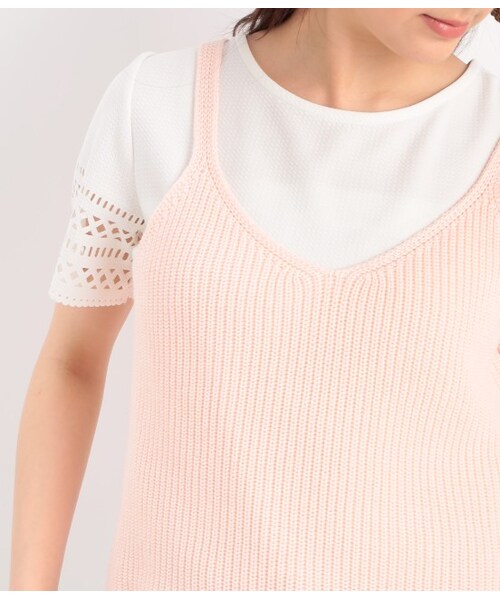 ROPE' PICNIC（ロペピクニック）の「畦編ハートネックビスチェ（トップス・ブラック/グレー/ホワイト/ピンク・38）」の9枚目の写真