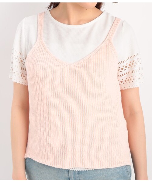 ROPE' PICNIC（ロペピクニック）の「畦編ハートネックビスチェ（トップス・ブラック/グレー/ホワイト/ピンク・38）」の8枚目の写真