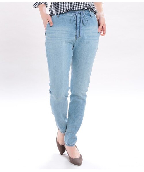 ROPE' PICNIC（ロペピクニック）の「デニムジョグパンツ（パンツ・ホワイト/ネイビー/サックス・38）」の4枚目の写真