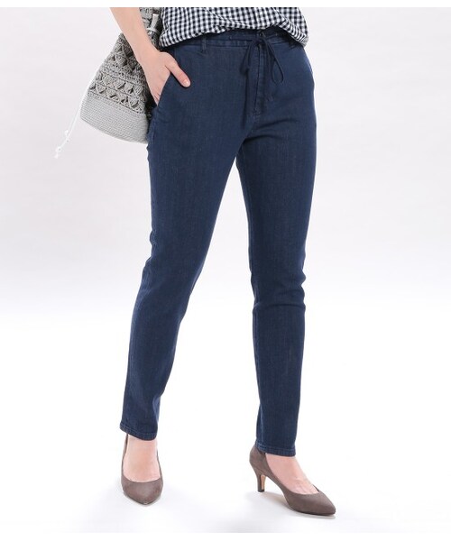 ROPE' PICNIC（ロペピクニック）の「デニムジョグパンツ（パンツ・ホワイト/ネイビー/サックス・38）」の3枚目の写真