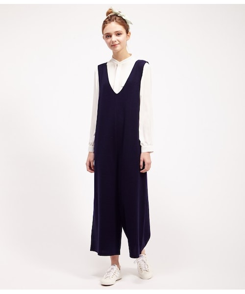 ROPE' PICNIC（ロペピクニック）の「Vネックルーズシルエットワンピパンツ（ワンピース/ドレス・ブラック/グレー/キナリ/ダークブラウン/ネイビー・38）」の6枚目の写真