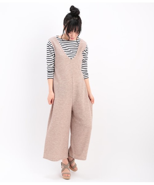 ROPE' PICNIC（ロペピクニック）の「Vネックルーズシルエットワンピパンツ（ワンピース/ドレス・ブラック/グレー/キナリ/ダークブラウン/ネイビー・38）」の5枚目の写真