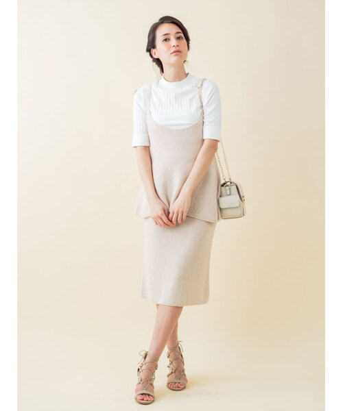 MERCURYDUO（マーキュリーデュオ）の「【DUO】 ブークレリブタイトスカート（スカート・レディース・ライトグレー/ベビーピンク/ネイビー・F）」の4枚目の写真