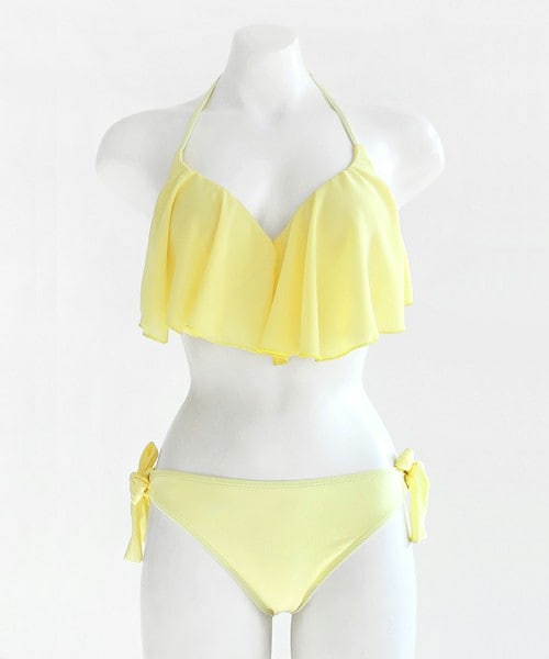 DHOLIC(ディーホリック)の「ホルターネックフリルビキニ(水着・レディース・レモン/ミント・S/M)」の1枚目の写真
