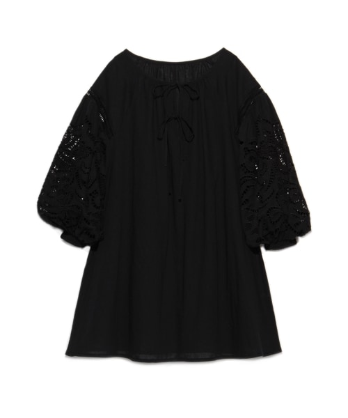 SNIDEL（スナイデル）の「スリーブ刺繍ワンピース（ミニワンピース・レディース・OWHT/ORG/BLK・F）」の3枚目の写真