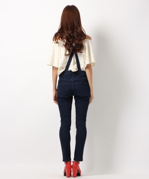 Heather(ヘザー)の「ISKOデニムサロペットスキニー(パンツ・オフホワイト/ネイビー/ワンウォッシュ・S/M)」の6枚目の写真