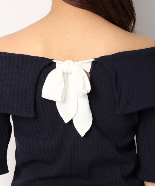 Heather（ヘザー）の「オフショルバックリボン半袖（トップス・オフホワイト/サックスブルー/ネイビー・FREE）」の11枚目の写真