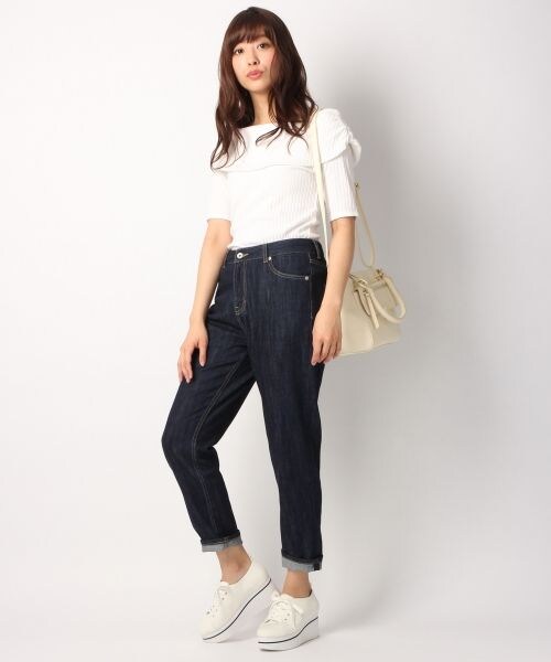 Heather（ヘザー）の「オフショルバックリボン半袖（トップス・オフホワイト/サックスブルー/ネイビー・FREE）」の4枚目の写真