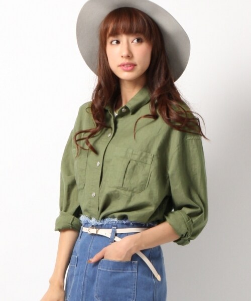 Heather（ヘザー）の「アソートBIGシャツ（トップス・オフホワイト/カーキ/ブルー・FREE）」の2枚目の写真