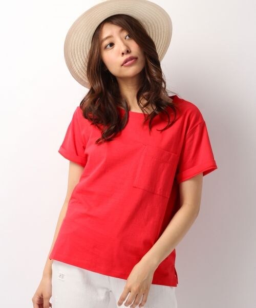 Heather（ヘザー）の「ムジポケＴEE（トップス・オフホワイト/ブラック/グレー/レッド/ブラウン/カーキ・オフホワイト 08:FREE(身長168cm・46kg) ブラック 09:FREE(身長164cm・46kg) グレー 12:FREE(身長168cm・46kg) レッド 35:FREE(身長164cm・46kg) ブラウン 52:FREE(身長168cm・46kg) カーキ 78:FREE(身長168cm・46kg)/・商品の画像はサンプル撮影となりますので、実際の商品とは仕様や加工、サイズ等が若干異なる場合がございます。予めご了承下さい。/FREE）」の6枚目の写真