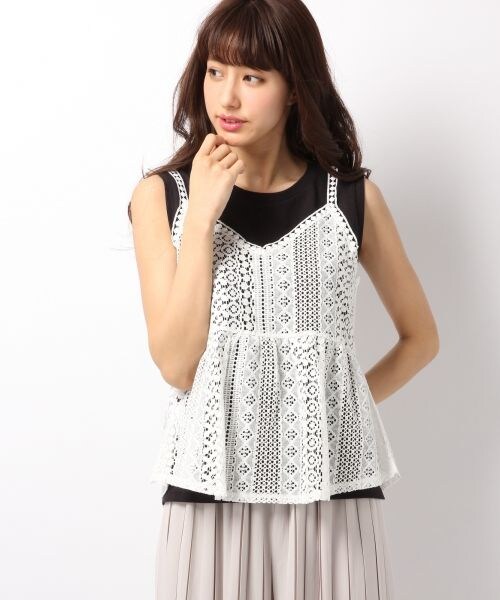 Heather（ヘザー）の「ノースリキャミ２P（トップス・オフ×アイボリー/ブラック×オフ/グレー×ブラック・FREE）」の2枚目の写真