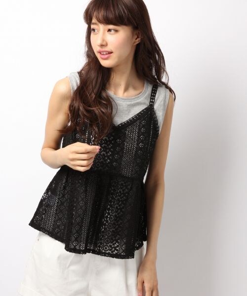 Heather（ヘザー）の「ノースリキャミ２P（トップス・オフ×アイボリー/ブラック×オフ/グレー×ブラック・FREE）」の3枚目の写真