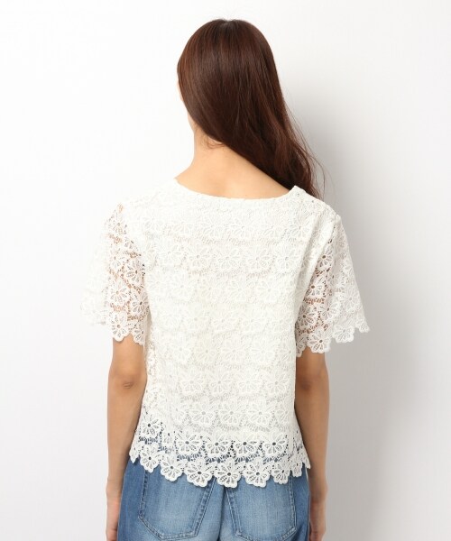 Heather（ヘザー）の「ソウレースT半袖（トップス・オフホワイト/ライトピンク/ネイビー・FREE）」の6枚目の写真