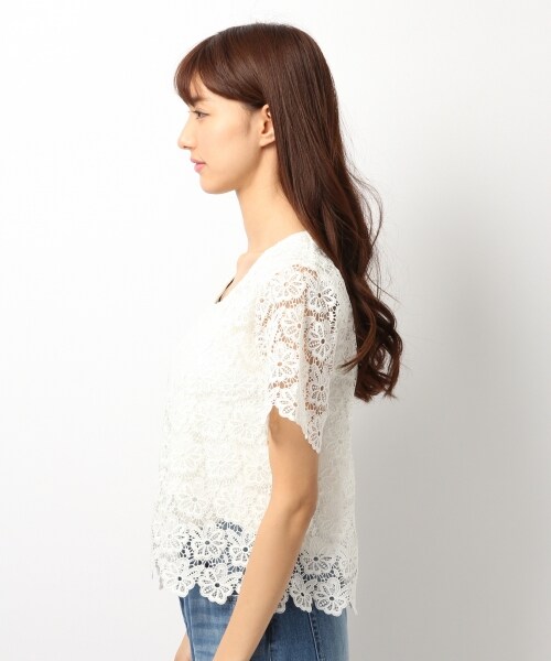 Heather（ヘザー）の「ソウレースT半袖（トップス・オフホワイト/ライトピンク/ネイビー・FREE）」の5枚目の写真