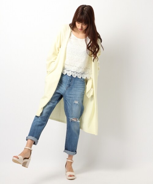 Heather（ヘザー）の「ソウレースT半袖（トップス・オフホワイト/ライトピンク/ネイビー・FREE）」の4枚目の写真