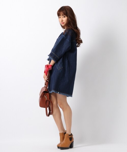 Heather（ヘザー）の「デニムフリンジワンピース（ワンピース/ドレス・ブルー/ネイビー・FREE）」の4枚目の写真