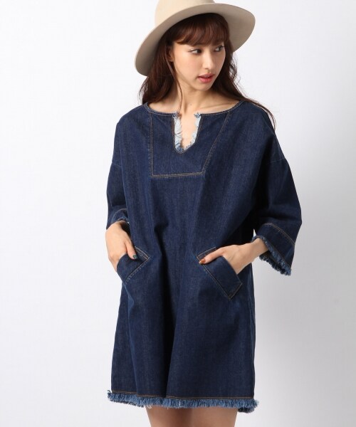 Heather（ヘザー）の「デニムフリンジワンピース（ワンピース/ドレス・ブルー/ネイビー・FREE）」の2枚目の写真