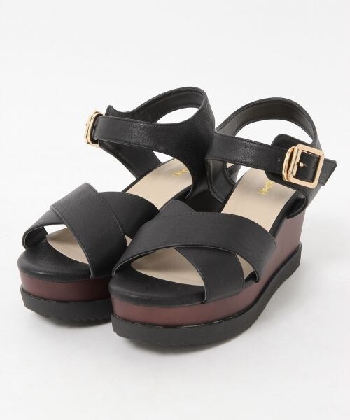 Heather(ヘザー)の「クロスアツゾコサンダル(シューズ・アイボリー/ブラック/チェック/レッド/花柄・S(22.5)/M(23.5)/L(24.5))」の3枚目の写真