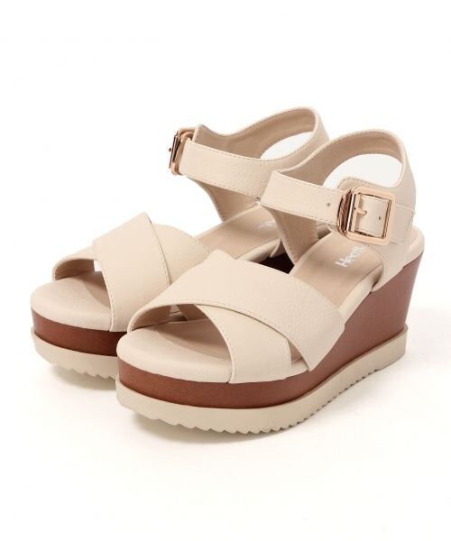 Heather(ヘザー)の「クロスアツゾコサンダル(シューズ・アイボリー/ブラック/チェック/レッド/花柄・S(22.5)/M(23.5)/L(24.5))」の1枚目の写真