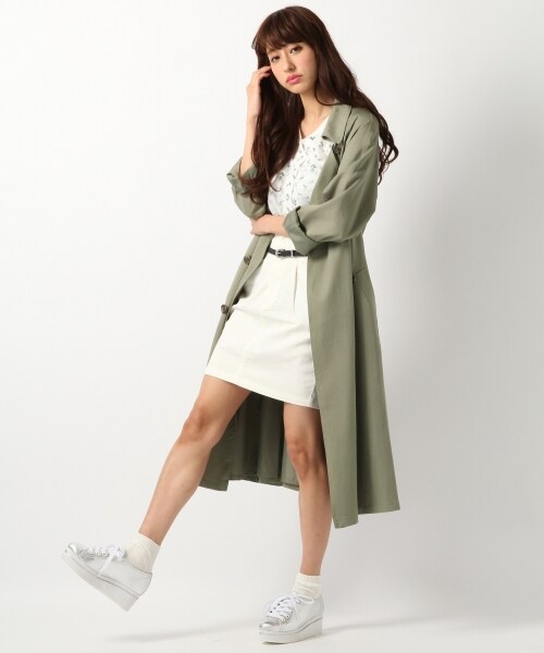 Heather（ヘザー）の「リヨセルロングトレンチ（ジャケット/アウター・カーキ・FREE）」の3枚目の写真