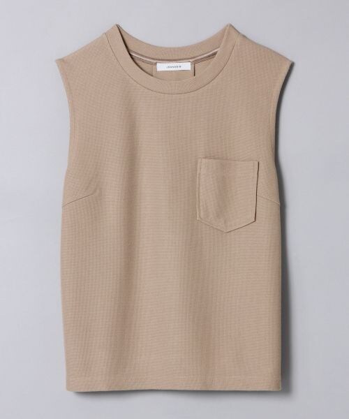 JEANASIS（ジーナシス）の「Wフェイスポケノースリーブ（トップス・オフホワイト()/ブラック()/杢グレー()/ベージュ()・FREE）」の4枚目の写真