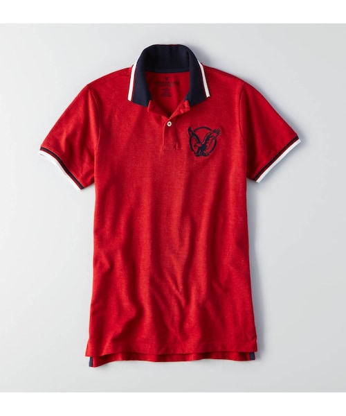 American Eagle（アメリカンイーグル）の「AEOグラフィックポロ（ポロシャツ・メンズ・グレー/ボールドブラック/ホワイト/ターコイズ/ブルー/レッド/オレンジ・XS/S/M/L/XL/XXL/XXXL）」の6枚目の写真