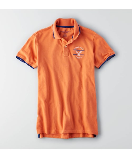 American Eagle（アメリカンイーグル）の「AEOグラフィックポロ（ポロシャツ・メンズ・グレー/ボールドブラック/ホワイト/ターコイズ/ブルー/レッド/オレンジ・XS/S/M/L/XL/XXL/XXXL）」の7枚目の写真