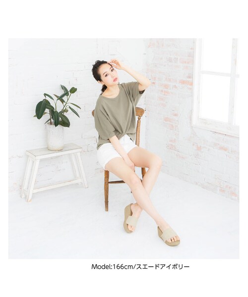 KOBE LETTUCE（コウベレタス）の「一点プラスでトレンドのボヘミアンムード！フリンジベルト☆スエードウェッジサンダル[I1124]【入荷済】（スニーカー・レディース・スエードベージュ/スエードブラック/スエードアイボリー/スエードLピンク・L/LL/M/S）」の6枚目の写真