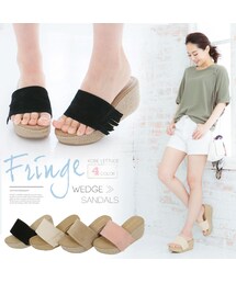KOBE LETTUCE | 一点プラスでトレンドのボヘミアンムード！フリンジベルト☆スエードウェッジサンダル[I1124]【入荷済】(シューズ)