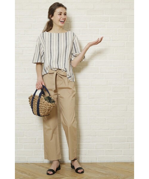 LIPSTAR（リップスター）の「マルチストライプTブラウス（トップス・レディース・柄物ネイビー/柄物グレー・M）」の9枚目の写真