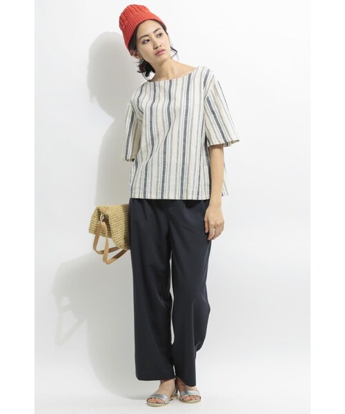 LIPSTAR（リップスター）の「マルチストライプTブラウス（トップス・レディース・柄物ネイビー/柄物グレー・M）」の8枚目の写真