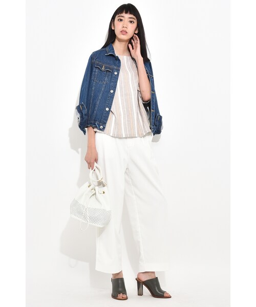 LIPSTAR（リップスター）の「マルチストライプTブラウス（トップス・レディース・柄物ネイビー/柄物グレー・M）」の10枚目の写真