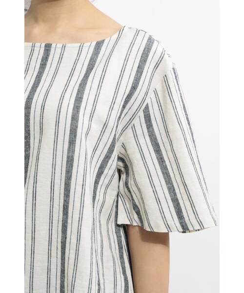 LIPSTAR（リップスター）の「マルチストライプTブラウス（トップス・レディース・柄物ネイビー/柄物グレー・M）」の5枚目の写真