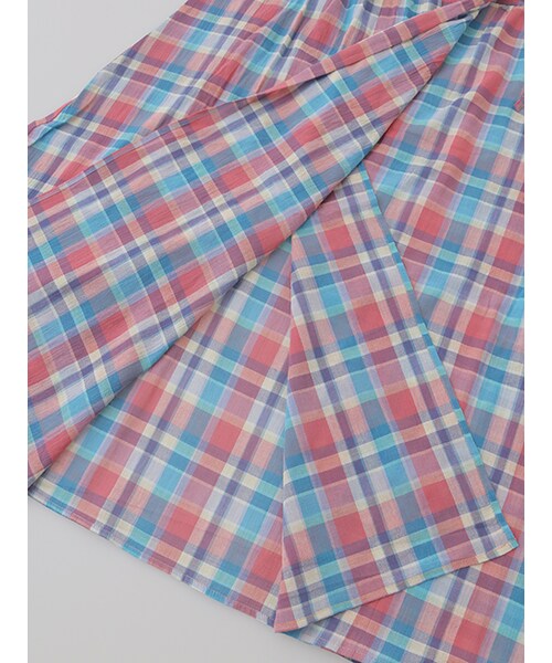 w closet(ダブルクローゼット)の「チェックカシュクールガウンワンピース(その他・レディース・ミント/ピンク・FREE)」の9枚目の写真