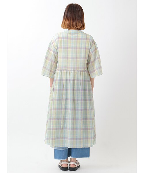 w closet(ダブルクローゼット)の「チェックカシュクールガウンワンピース(その他・レディース・ミント/ピンク・FREE)」の5枚目の写真