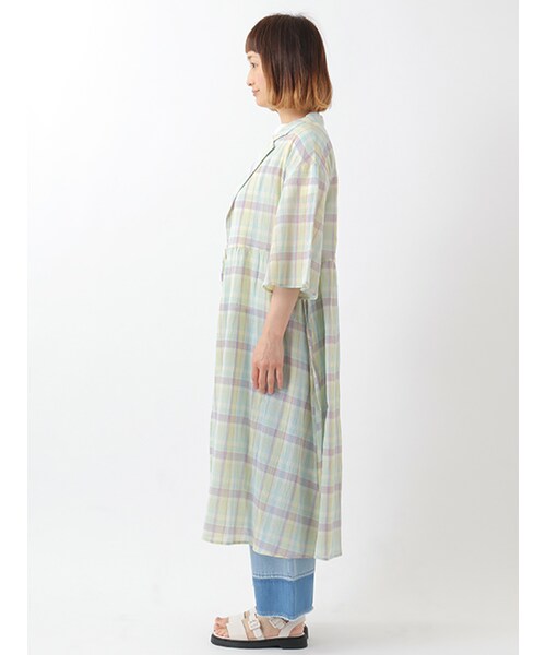 w closet(ダブルクローゼット)の「チェックカシュクールガウンワンピース(その他・レディース・ミント/ピンク・FREE)」の4枚目の写真