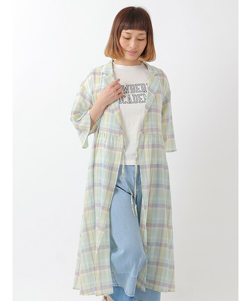 w closet(ダブルクローゼット)の「チェックカシュクールガウンワンピース(その他・レディース・ミント/ピンク・FREE)」の3枚目の写真