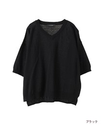 w closet | 綿麻Vネックニット(トップス)